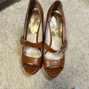 Michael Kors Tan Peep Toe Heels